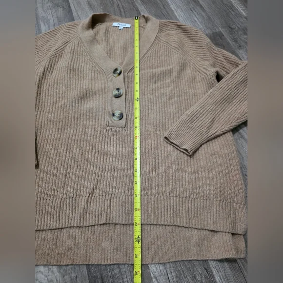 MADEWELL Granola Women's Merino Wool Knit Tan Sweater Boho Classy - Picture 6 of 12